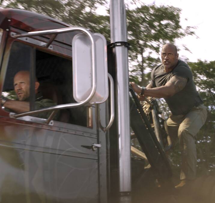  Deckard Shaw (Jason Statham, left) and Luke Hobbs (Dwayne Johnson) in Fast & Furious Presents: Hobbs & Shaw. Picture: Supplied.