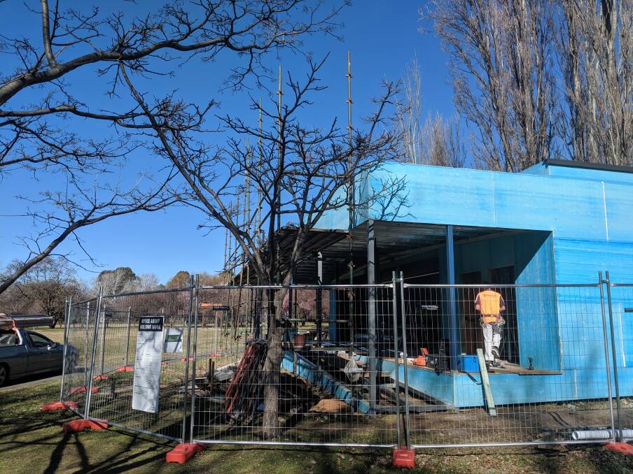 The new cafe going up at Bowen Park next to Lake Burley Griffin. Picture: Megan Doherty