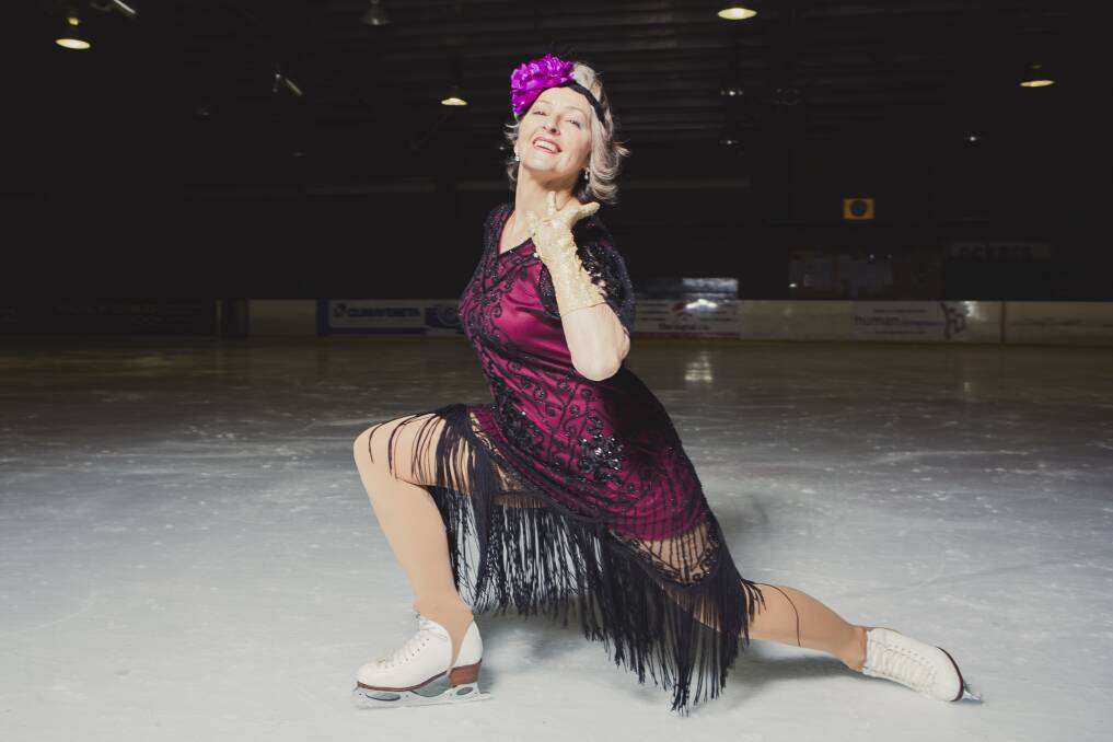 Canberra's Maxine Gray, 74, shows her style on the ice, She even makes her own costumes. Picture: Jamila Toderas