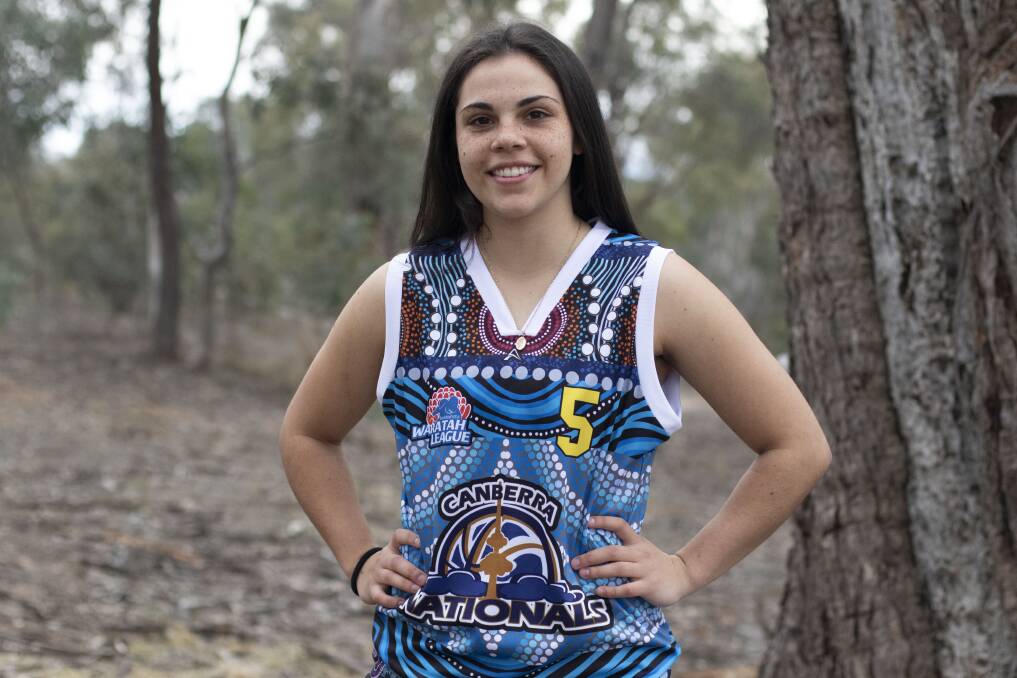 Abby Cubillo wearing the Canberra Nationals' indigenous jersey. Picture: Tegan Scott