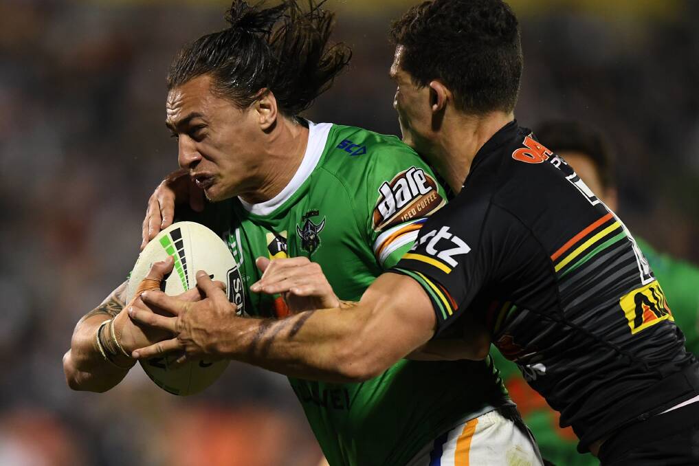 Nicoll-Klokstad is relishing going head to head with Roger Tuivasa-Sheck. Picture: AAP Image/Joel Carrett