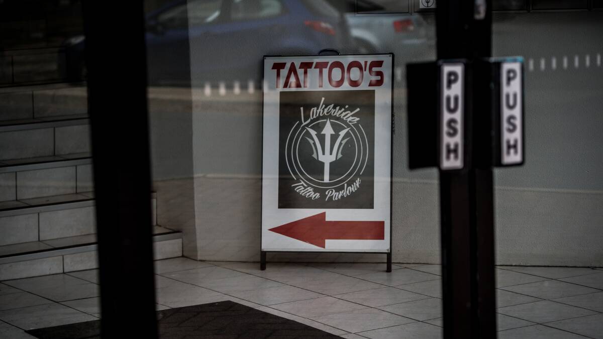 Lakeside Tattoo Parlour has had its doors closed since July 4 after ACT Police were successful in gaining a court order to restrain the business. Picture: Karleen Minney