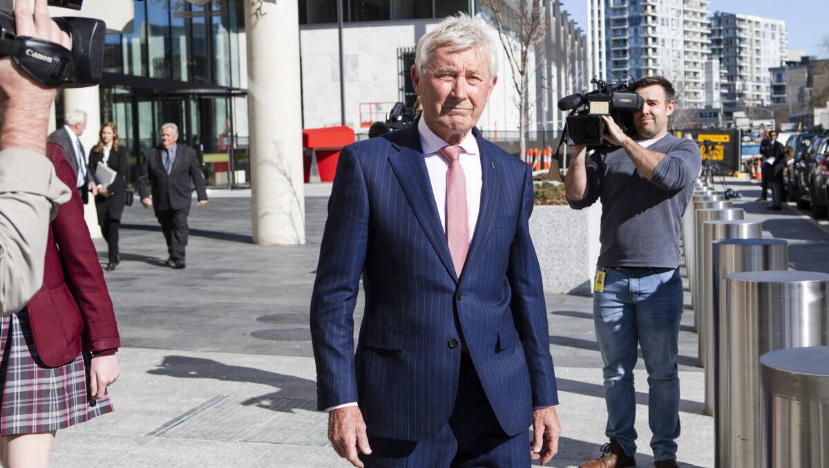 Canberra lawyer Bernard Collaery outside the ACT Magistrates Court in 2019. Picture: Jamila Toderas