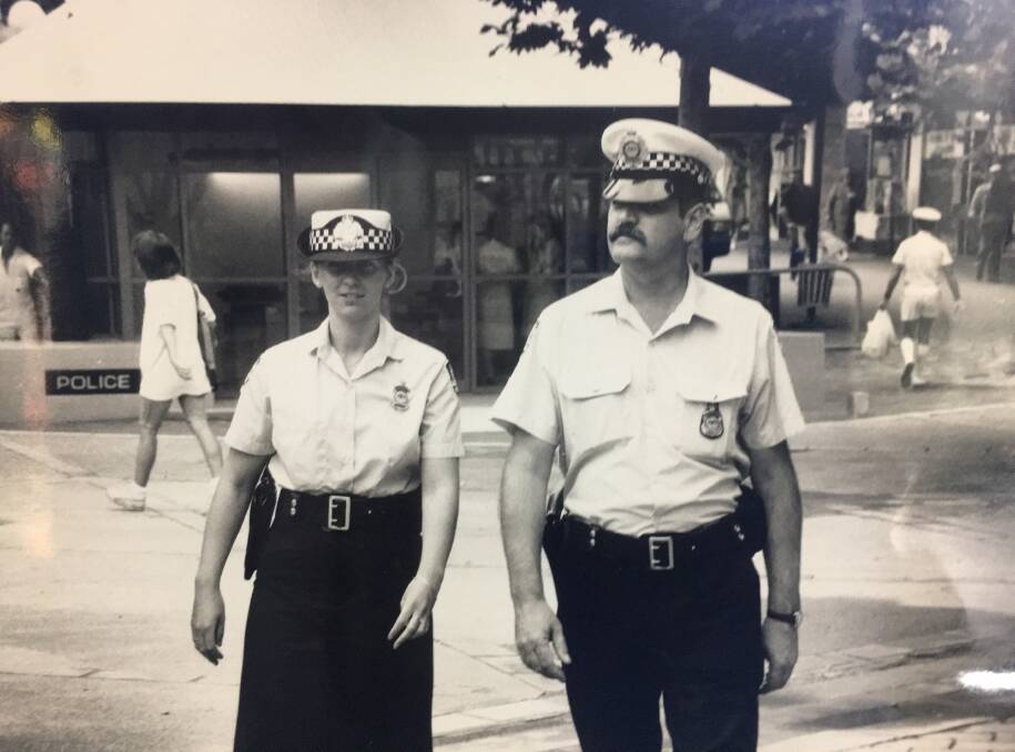 Police patrol out of the Garema Place shopfront in 1988