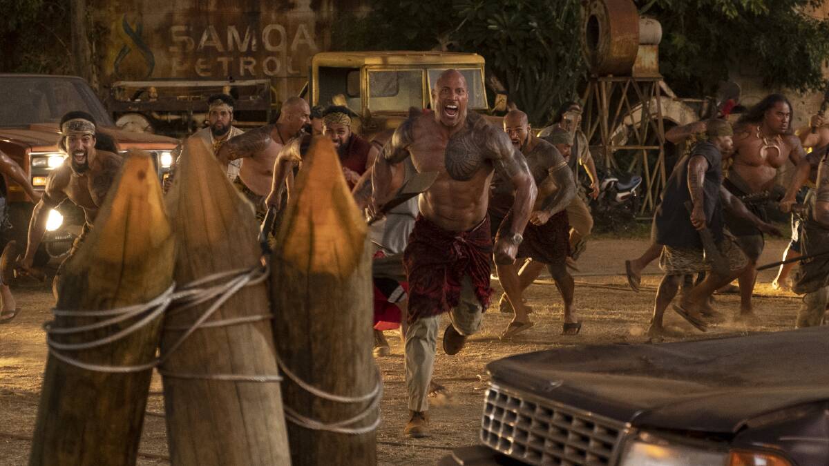  Dwayne Johnson, front, in a scene from "Fast & Furious: Hobbs & Shaw." Picture: Daniel Smith/Universal Pictures via AP