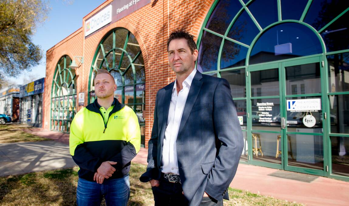 Director of The Kitchen Company, Adam Batley and CEO of Allbids Rob Evans discuss the new Fyshwick business association to help stand up for businesses in the suburb. Picture: Elesa Kurtz