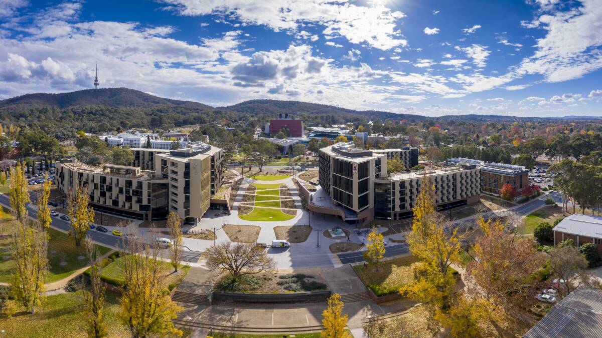 Digital renderings of the ANU's planned campus overhaul featuring boardwalks and promenades leading from the lake to the CSIRO and Black Mountain. Picture: ANU