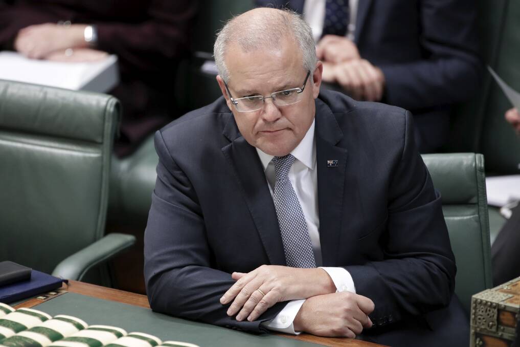 Prime Minister Scott Morrison's line that "I have two daughters, so..." is not as harmless as it sounds. Picture: Alex Ellinghausen