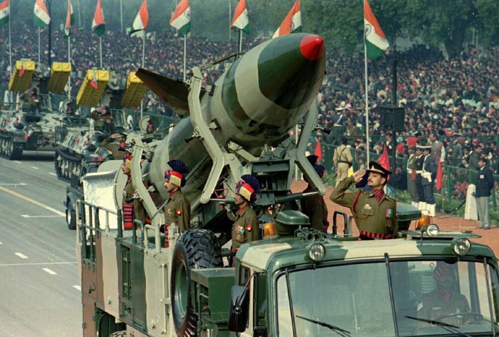 The Indian army parades a nuclear-capable Prithvi missile. Does Australia really want be grouped with nuclear nations like India, Pakistan, Israel and North Korea? Picture: Ajit Kumar