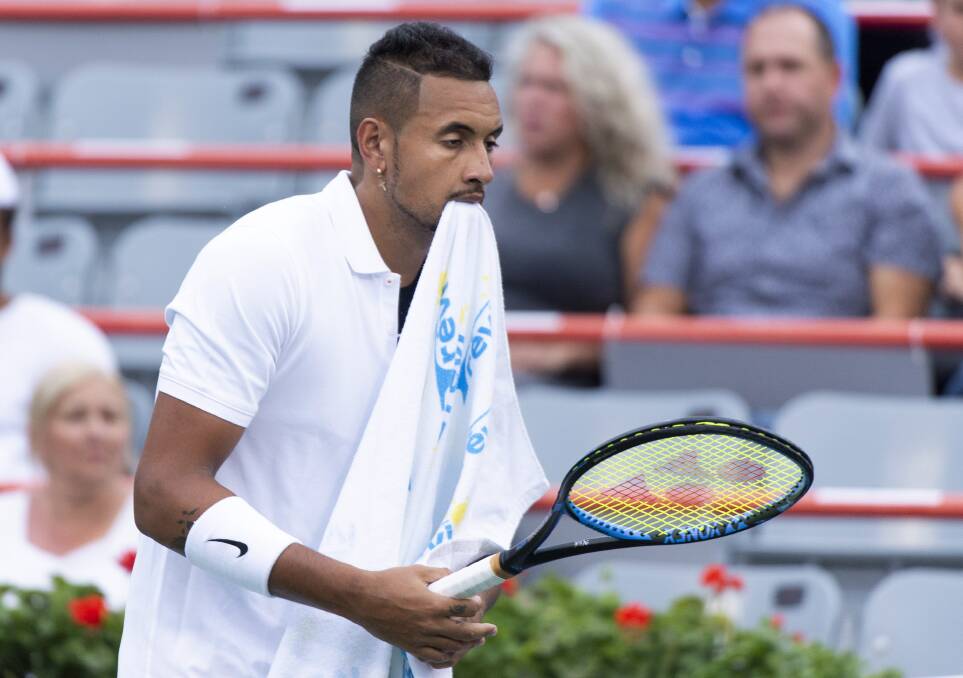 Fresh off a title success in Washington, Nick Kyrgios was beaten first-up in Canada after being distracted by, of all things, not getting the towel he wanted. Picture: AP