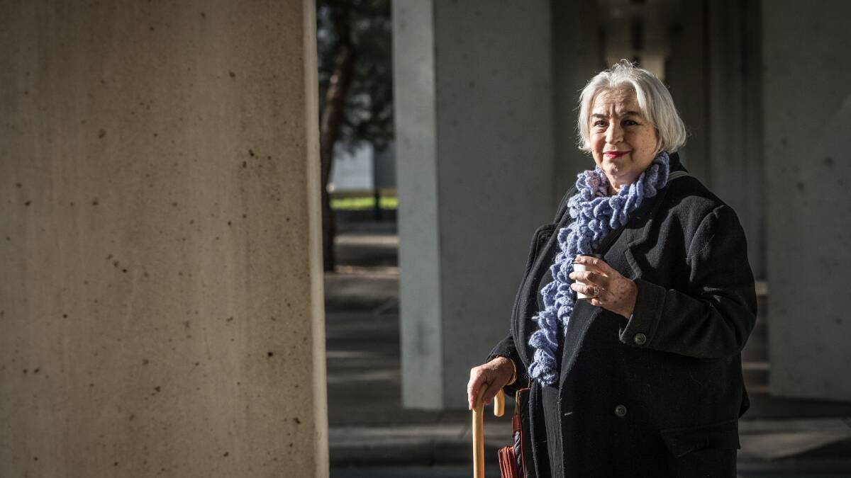 Michaela Banerji at the High court of Australia for the decision on public servant free speech. Picture: Karleen Minney