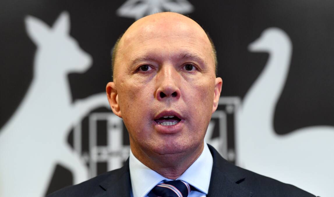 Minister for Home Affairs Peter Dutton on Thursday. Picture: AAP.