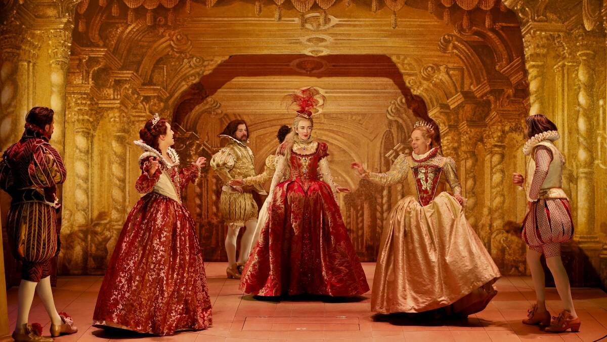 A scene showing off the lavish costumes in the Melbourne Theatre Company's production of Shakespeare in Love. Picture: Jeff Busby