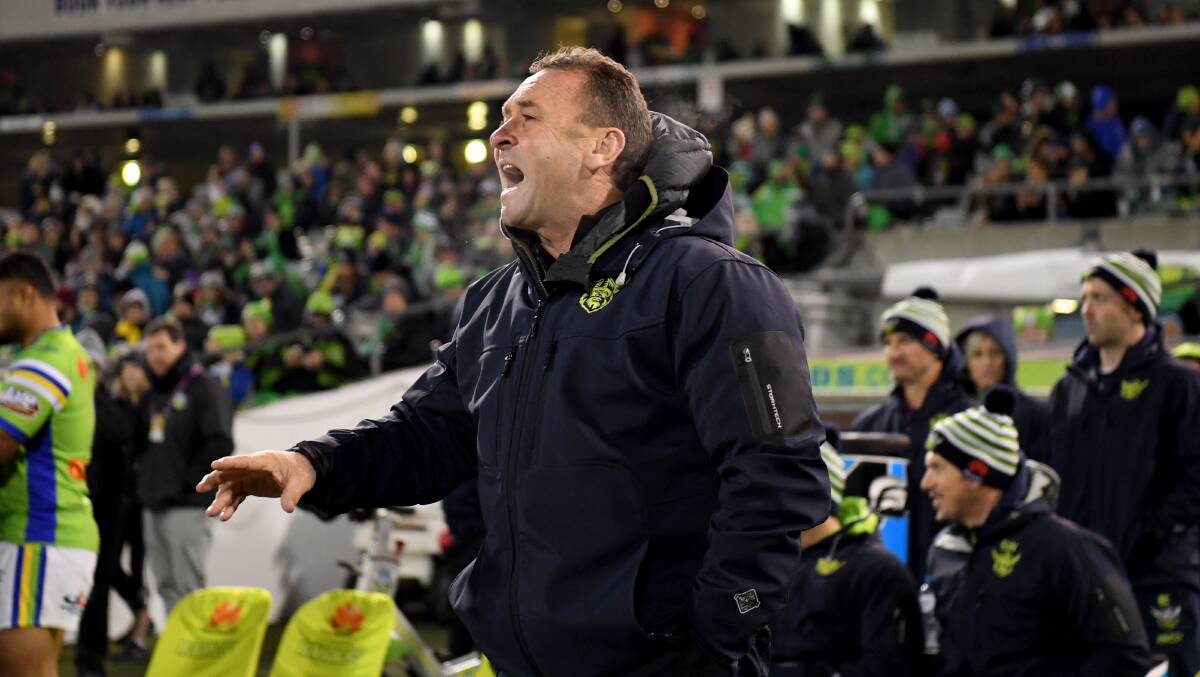 Re-signed? The Raiders are keen to keep Ricky Stuart until the end of 2022. Picture: NRL Imagery