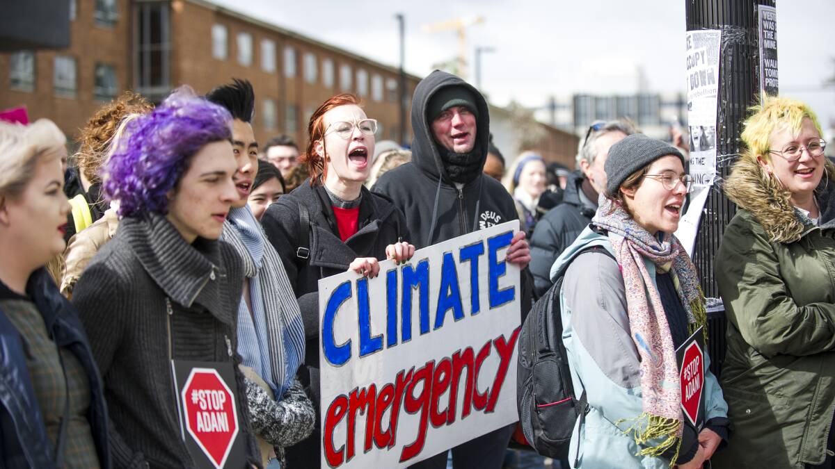 Students participated in a climate walk out protest at ANU on Friday. Picture: Dion Georgopoulos