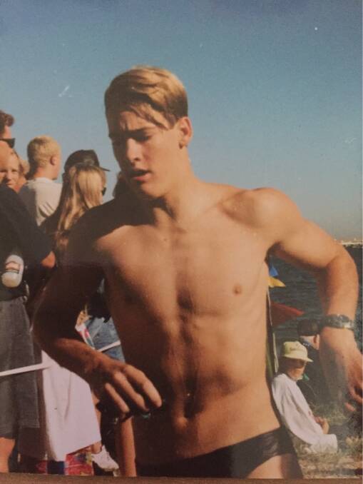 Nathan Maher in a triathlon, a year before he became sick. Picture: Supplied