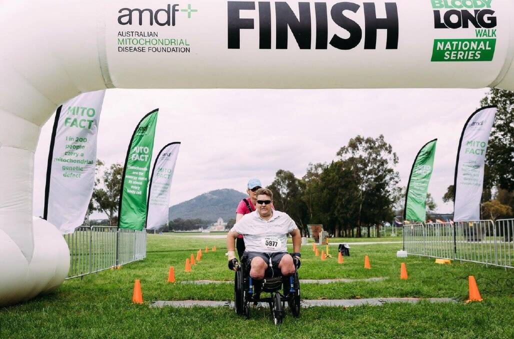Nathan Maher has completed several events in his wheelchair, including three Canberra Times fun runs. Picture: Supplied