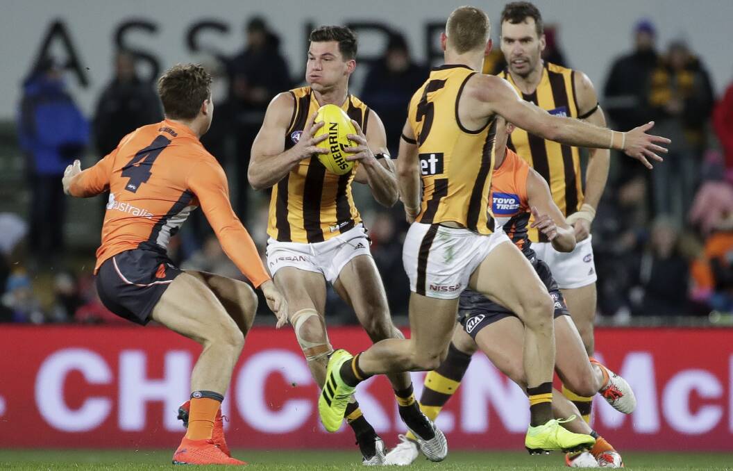 Jaeger O'Meara and the Hawks sent the Giants packing in a superb display. Picture: Alex Ellinghausen