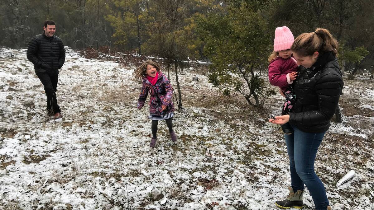 Snow at Mount Stromlo, Canberra on August 10, 2019.