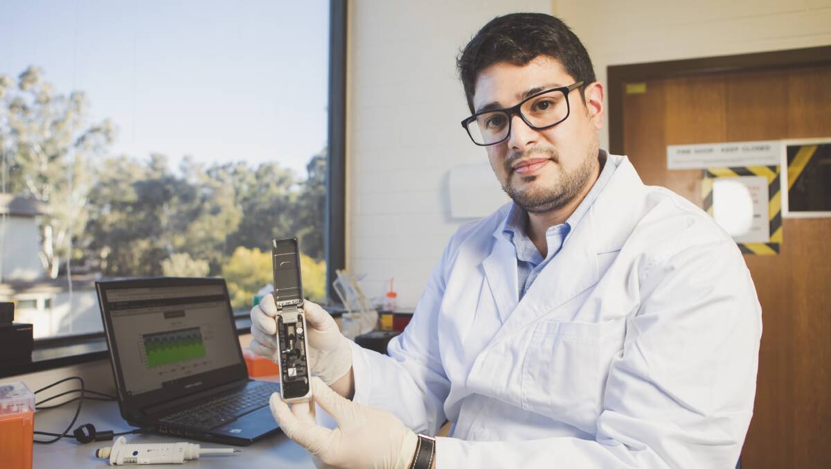 Dr Alejandro Trujillo-Gonzalez, one of the researchers behind eDNA, a tool that allows border officials to test for invasive pests and biosecurity hazards in people's luggage. Picture: Jamila Toderas