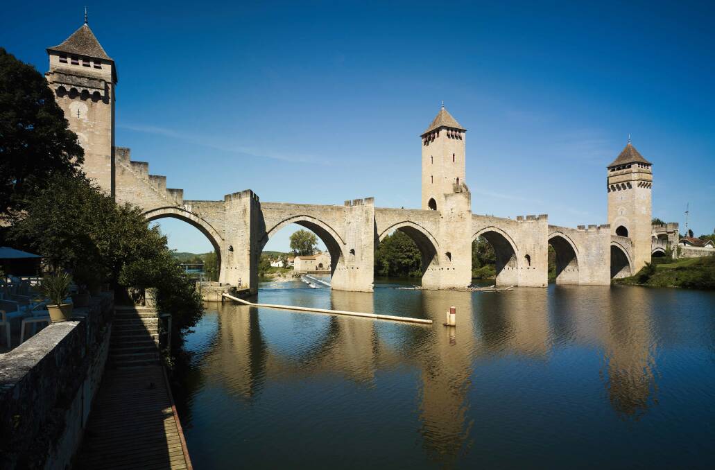 A medieval bridge at Puente la Reina in Navarra, Spain.