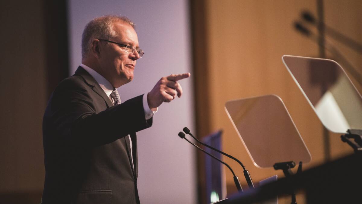 Prime Minister Scott Morrison lays out his vision for the Australian Public Service at Monday's event hosted by the Institute of Public Administration. Picture: Jamila Toderas