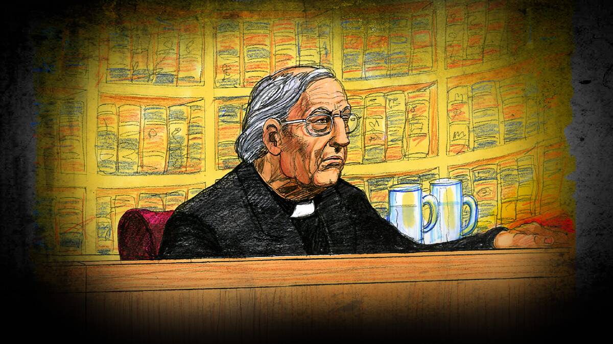 A court sketch of Cardinal George Pell at the Supreme Court of Victoria last week. Picture: AAP
