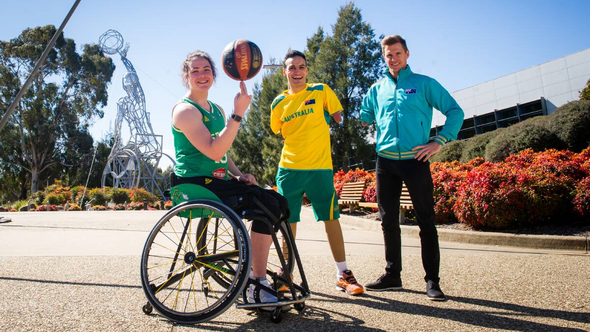 Annabelle Lindsay, Ahmed Kelly and Michael Roeger have one year until the Tokyo Paralympics. Picture: Elesa Kurtz