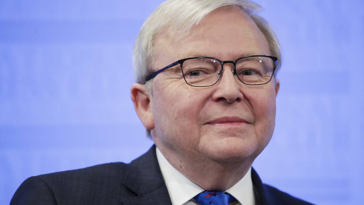 Former Prime Minister Kevin Rudd at the National Press Club in August. Picture: Alex Ellinghausen