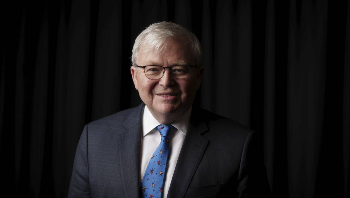 Former prime minister Kevin Rudd after his address to the National Press Club on Friday. Picture: Alex Ellinghausen
