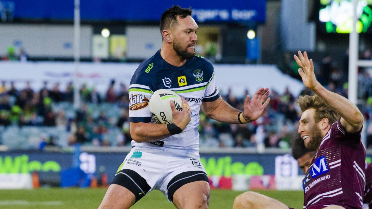 Canberra Raiders star Jordan Rapana could change codes to rugby union. Picture: Jamila Toderas