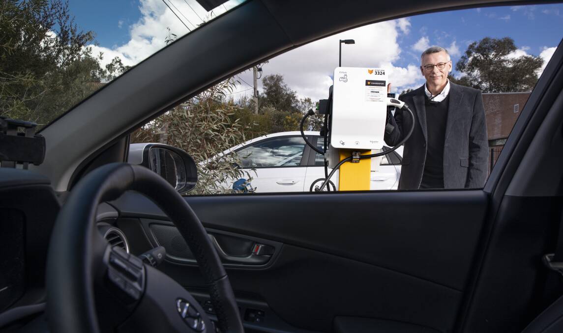 Jet Charge's Geoff Mewing says the ACT government's switch to electric cars is a driver for growth in the ACT market, and the recharging network is racing to catch up. Picture: Sitthixay Ditthavong
