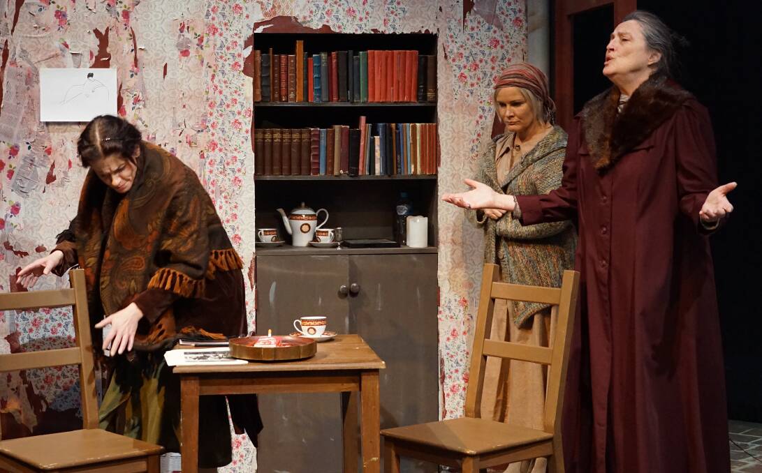 From left: Lainie Hart, Amanda Brown and Karen Vickery in The Woman in the Window. Picture: Helen Drum