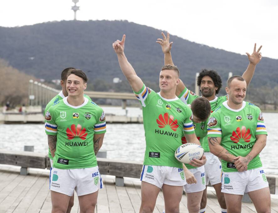Raiders five-eighth Jack Wighton, middle, has his sights set on a Kangaroos jersey. Picture: Sitthixay Ditthavong