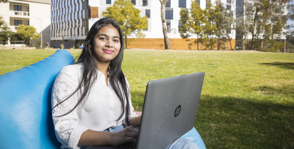 Bachelor of Engineering in Network and Software Engineering student Parimala Banda, who attends the University of Canberra and says there is a very low ratio of women to men in her classes. Picture: Sitthixay Ditthavong