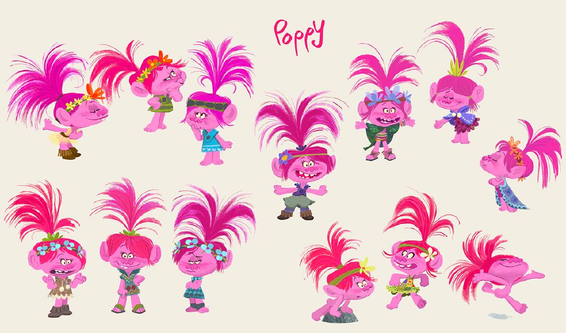 Artwork of Poppy from the 2016 film Trolls by artist Timothy Lamb. Picture:  2019 DreamWorks Animation LLC. All Rights Reserved