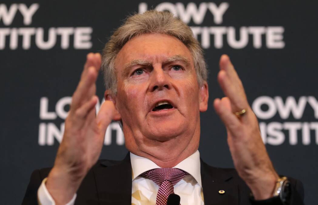 Director General of the Australian Security Intelligence Organisation Duncan Lewis addresses the Lowy Institute in Sydney on Wednesday night. Picture: AAP