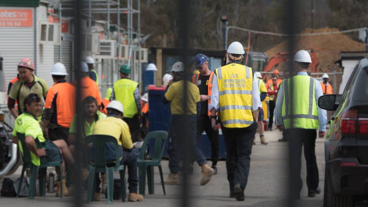DKSN site workers stop work due to worker falling from scaffolding. Counselling has been offered to people affected. Picture: Elesa Kurtz