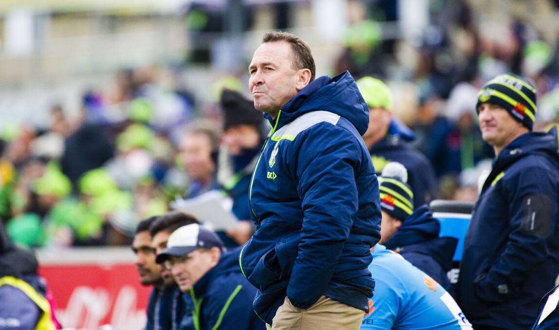 Raiders coach Ricky Stuart couldn't care less he's playing against a former club - his only focus is on winning. Picture: Jamila Toderas