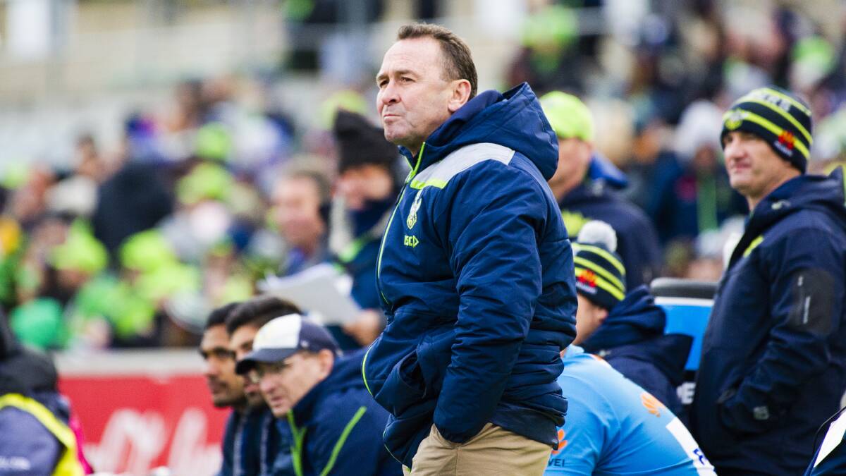 Canberra Raiders coach Ricky Stuart is expecting a fired up Storm awaiting them in Melbourne. Picture: Jamila Toderas
