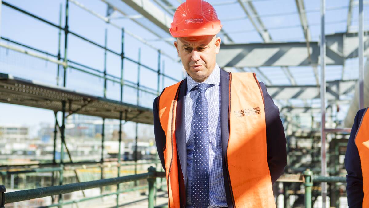 NRL CEO Todd Greenberg tours the site of the Raiders' centre of excellence.
Picture: Jamila Toderas