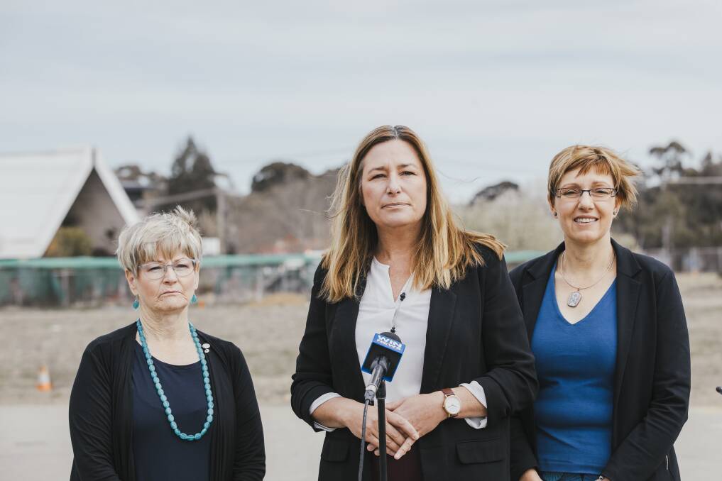 Housing Minister Yvette Berry (centre), who has announced a new plan to tackle street homelessness. Picture: Jamila Toderas