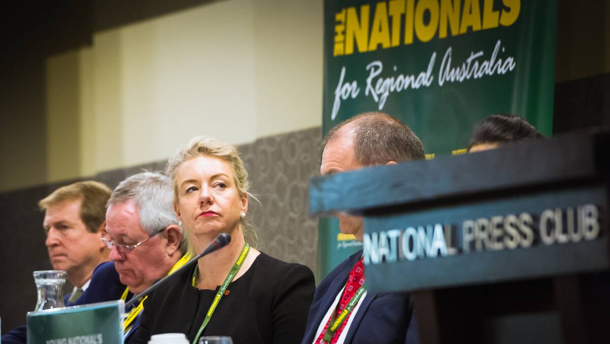 Nationals deputy leader Bridget McKenzie at her party's conference at the National Press Club in September. Picture: Elesa Kurtz