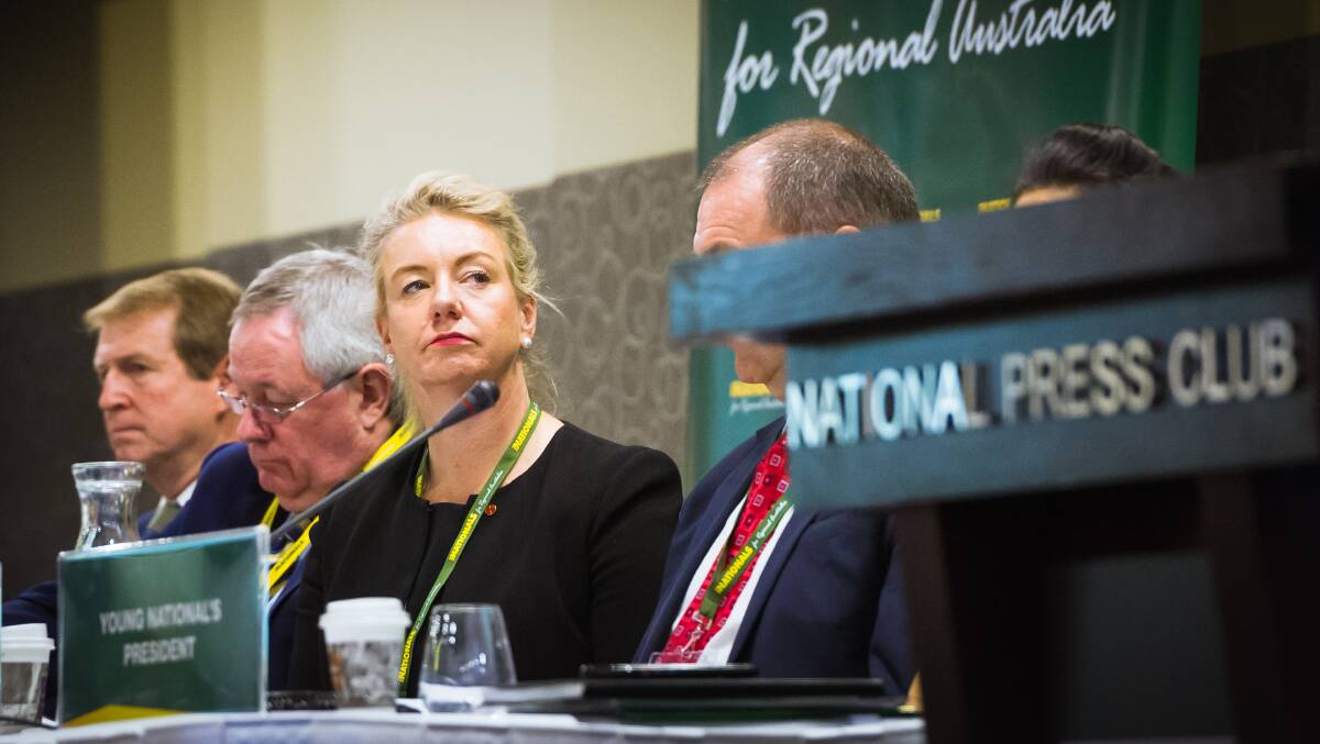 Senator Bridget McKenzie at a National Party conference at National Press Club in Canberra. Picture: Elesa Kurtz.