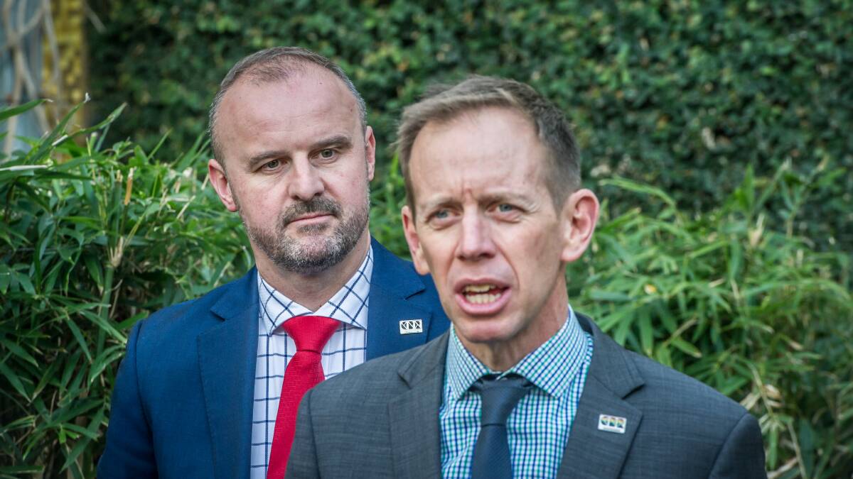 ACT Chief Minister Andrew Barr (left) and ACT Greens leader Shane Rattenbury. Picture: Karleen Minney