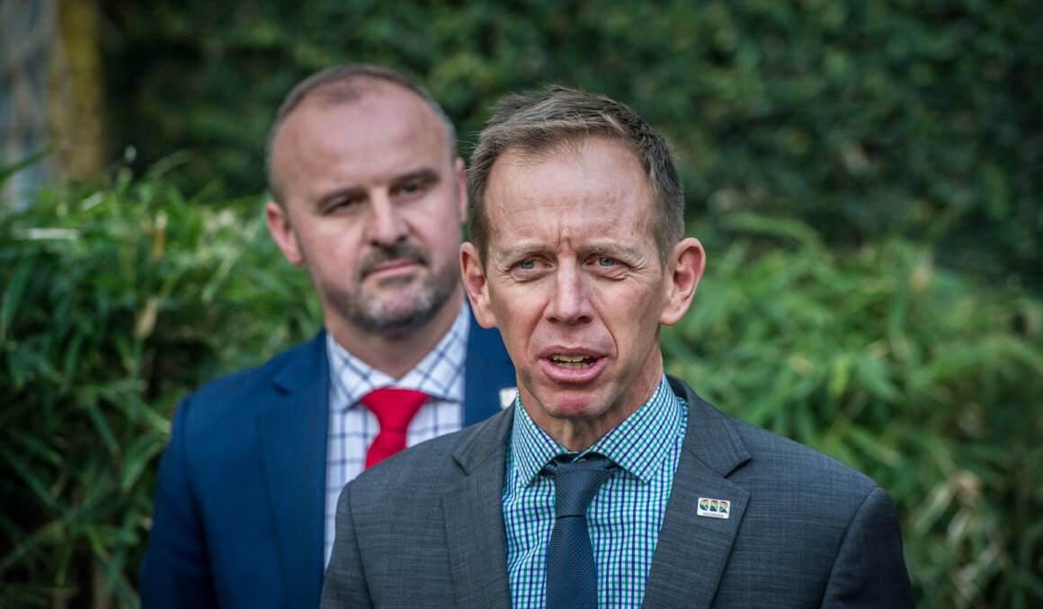 Shane Rattenbury's Greens are slowly moving ahead of Andrew Barr's Labor in ACT voters' minds. Picture: Karleen Minney
