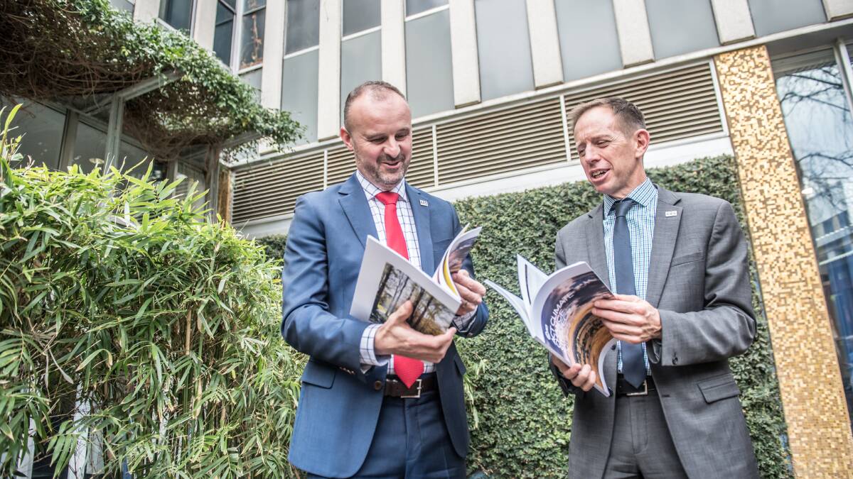 Chief Minister Andrew Barr (left) and ACT Greens leader Shane Rattenbury are set to reveal their power-sharing agreement. Picture: Karleen Minney