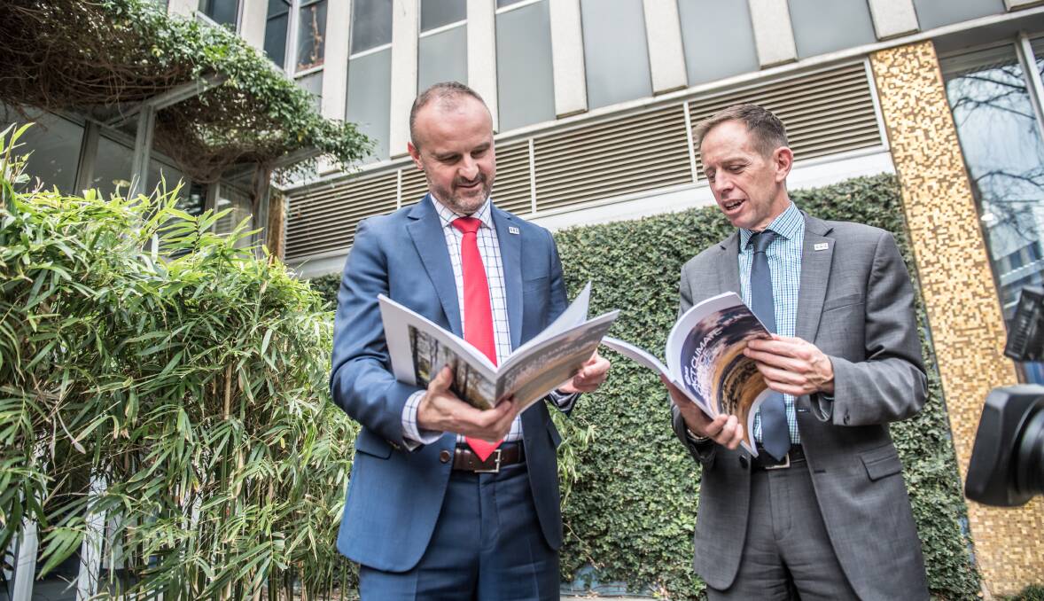 Chief Minister Andrew Barr and Greens leader Shane Rattenbury Picture: Karleen Minney