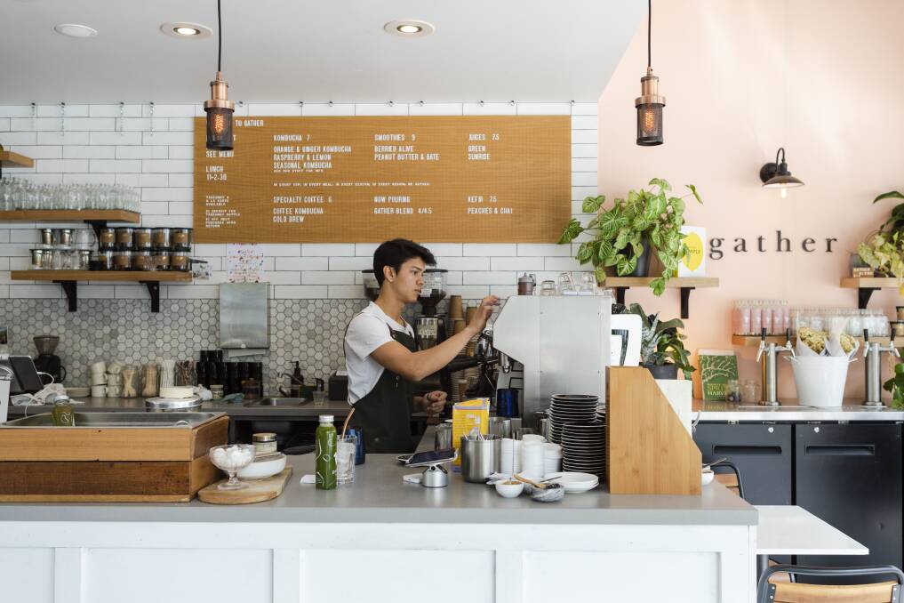 Inside Gather cafe in Braddon. Picture: Jamila Toderas