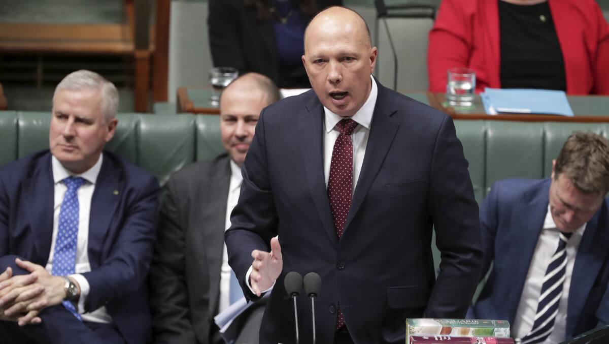 Home Affairs Minister Peter Dutton says Facebook needs to pick a side in the battle against online child sexual abuse material. Picture: Alex Ellinghausen